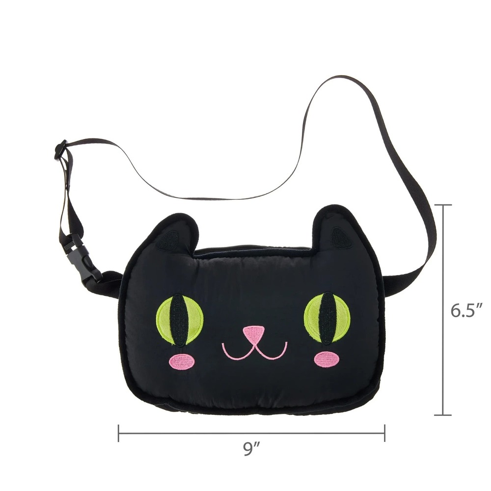Way To Celebrate Black Cat Zippered Halloween Treat Bag Fanny Pack 9" x 6.5" New